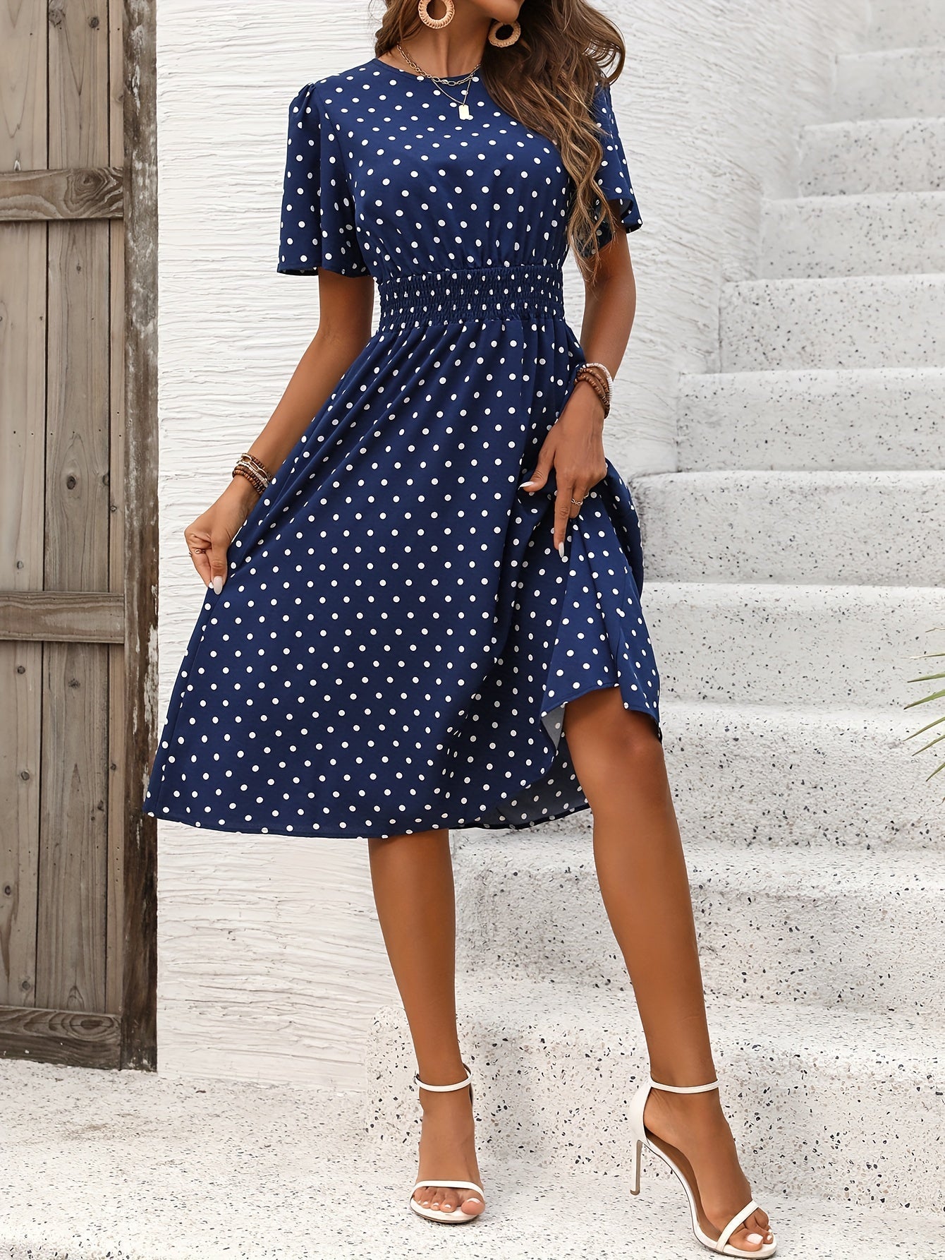 Ariella - Midi-jurk met ronde hals