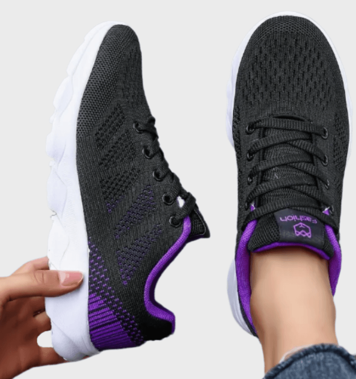 Maxie -  Twee gekleurde textiele hardloopsneakers met veters