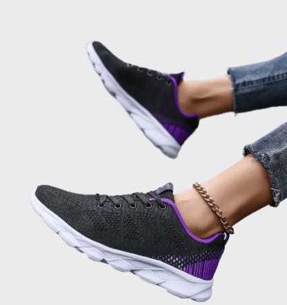 Maxie -  Twee gekleurde textiele hardloopsneakers met veters