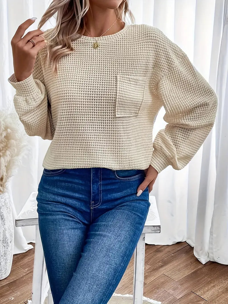 Gewafelde Trui Met Borstzakje