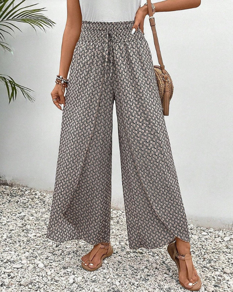 Elastische broek met wijde pijpen - Susana