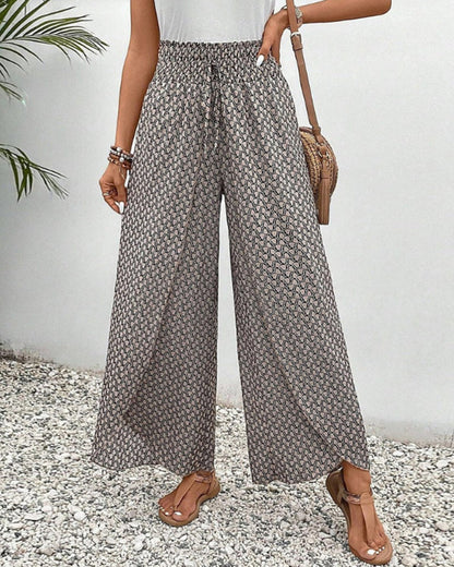 Elastische broek met wijde pijpen - Susana