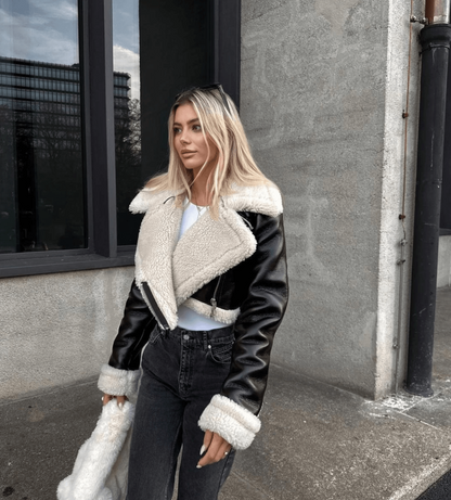 Claudia leren jack | stijlvolle look voor de koude dagen met bontrand