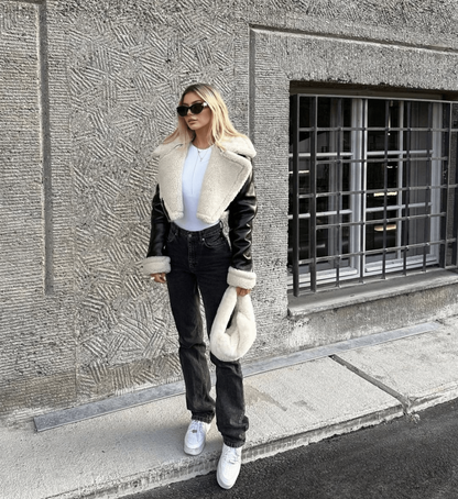 Claudia leren jack | stijlvolle look voor de koude dagen met bontrand