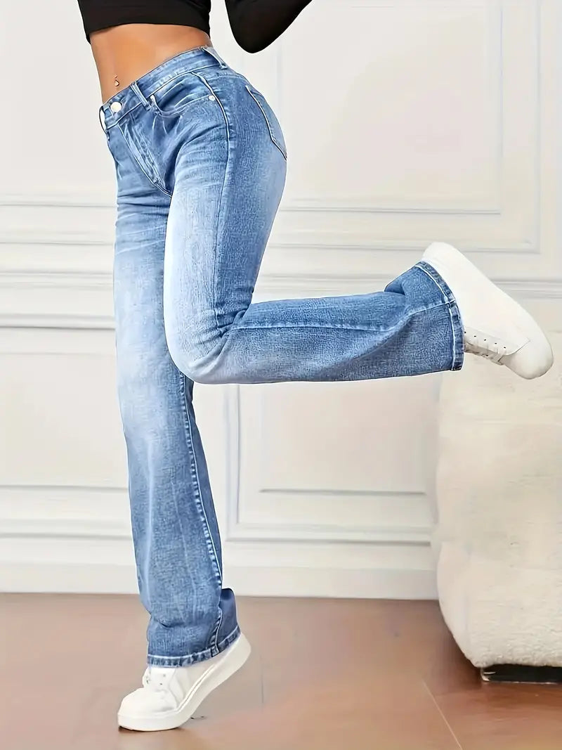 Vintage look flared jeans met stretch