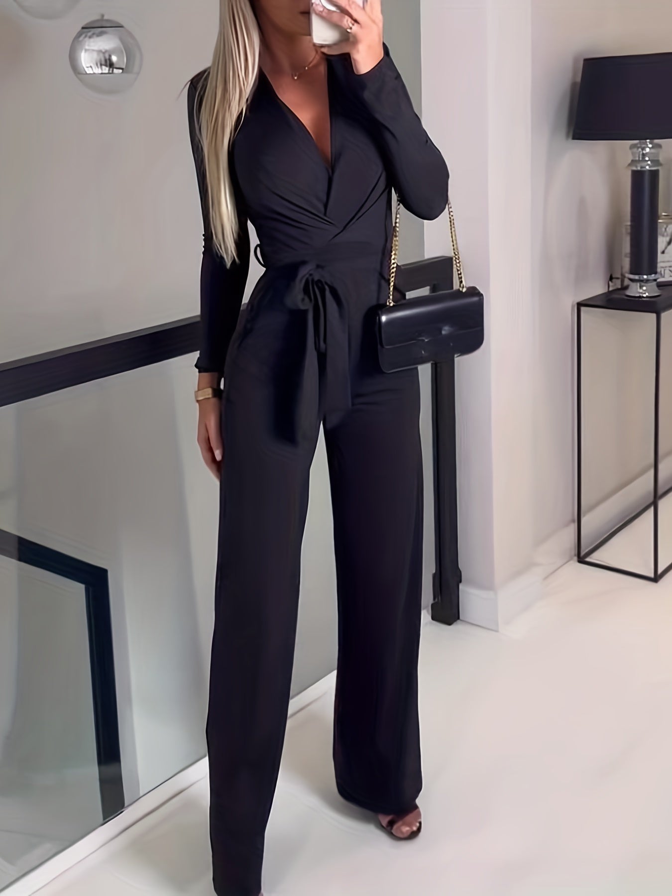 Jumpsuit met brede pijpen en riem - Chloe