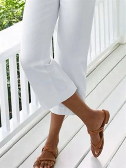 Claudette - Dames Chinos Capri Korte Broek Katoen en linnen