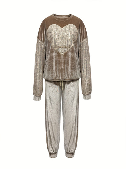 Elestria - Casual Tweedelige Set met Pailletten