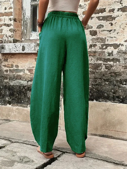 Arla - Damesbroek oversized, elastische zakken, eenkleurig, losse broek