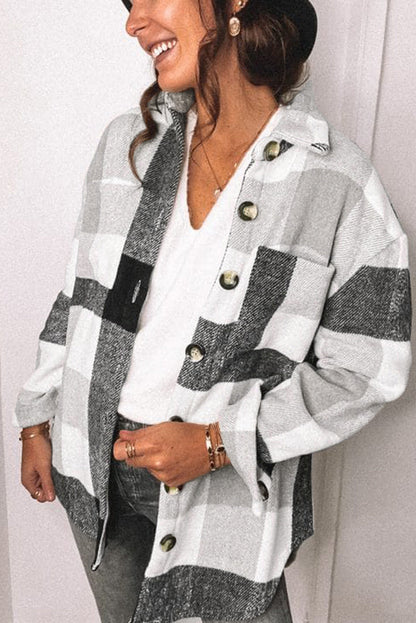 Grijs geruit overhemdblouse