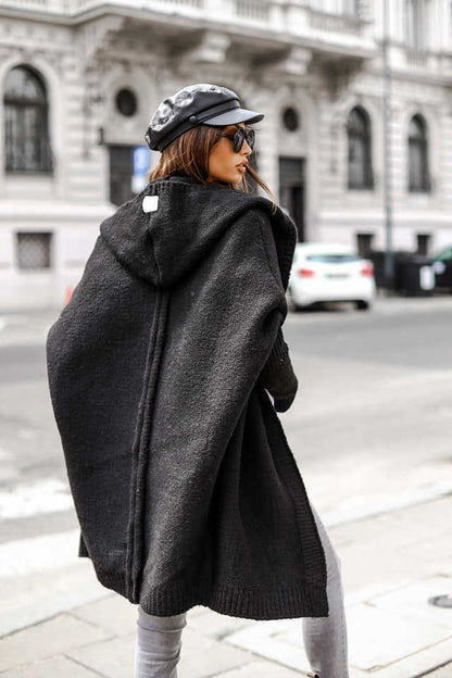 Zwart oversized vest met capuchon