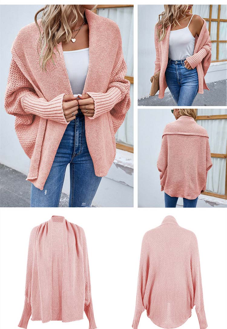 Roze oversized vest met vleermuismouwen