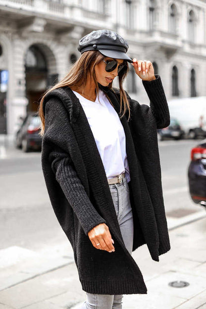 Zwart oversized vest met capuchon