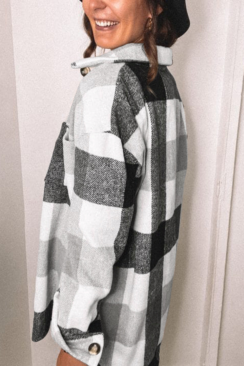 Grijs geruit overhemdblouse