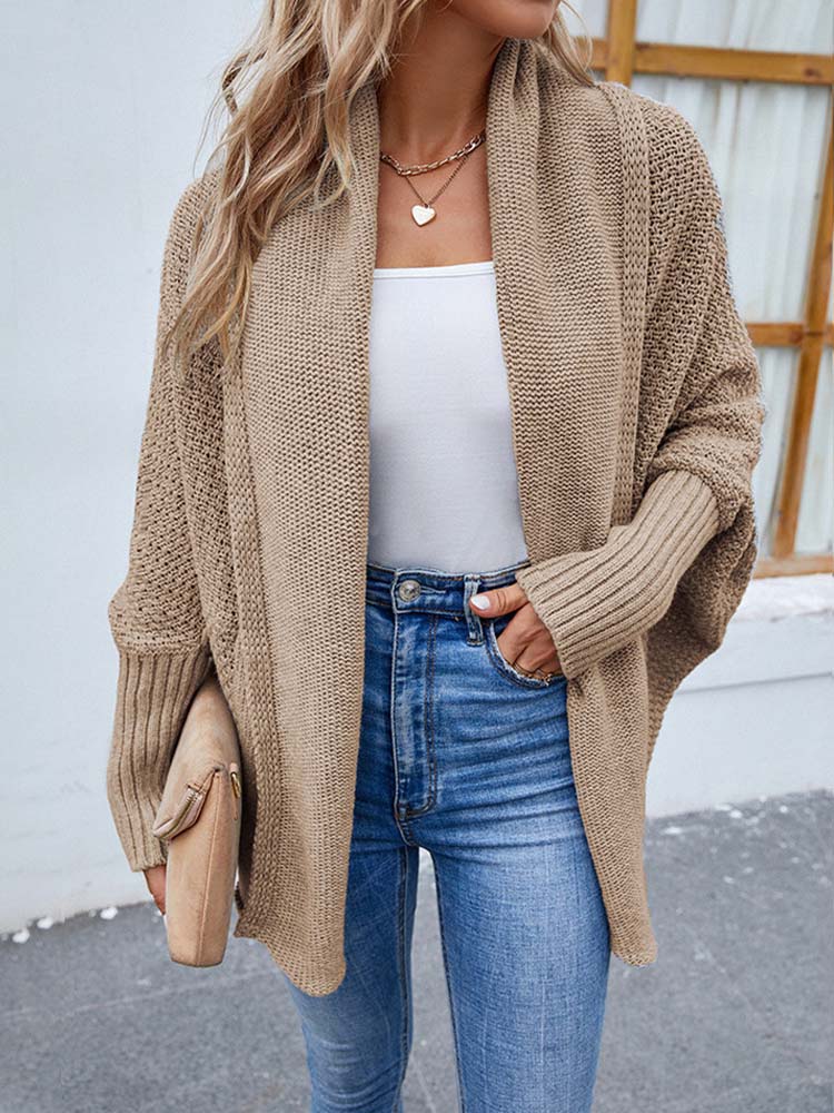 Beige oversized vest met vleermuismouwen