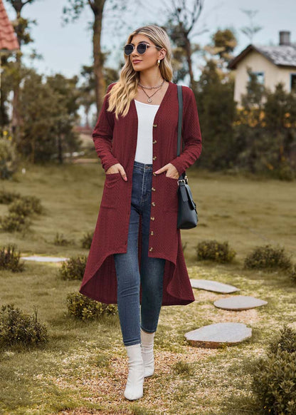 Lange bordeaux cardigan