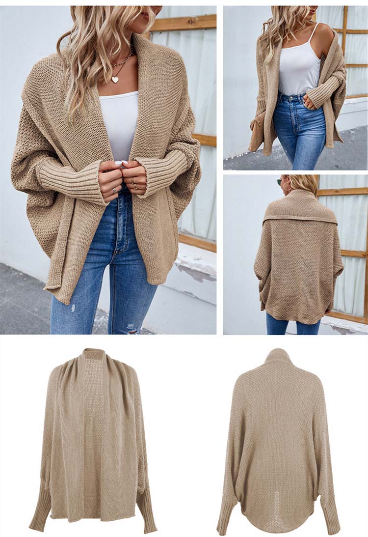 Beige oversized vest met vleermuismouwen