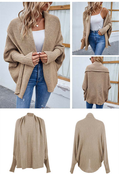 Beige oversized vest met vleermuismouwen