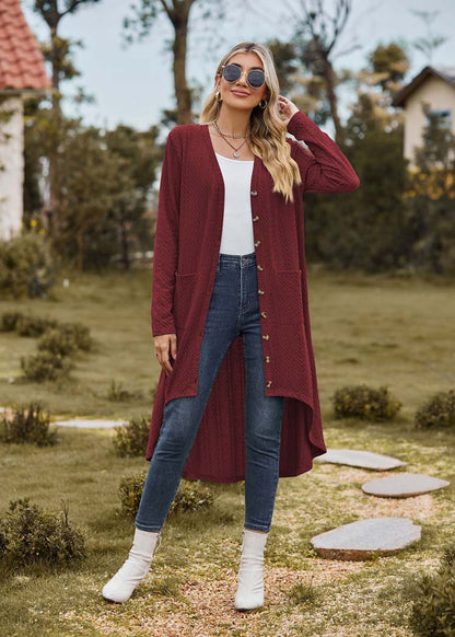 Lange bordeaux cardigan