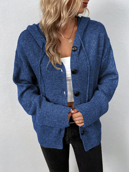 Blauwe cardigan met capuchon