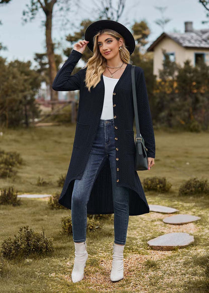 Lange donkerblauwe cardigan