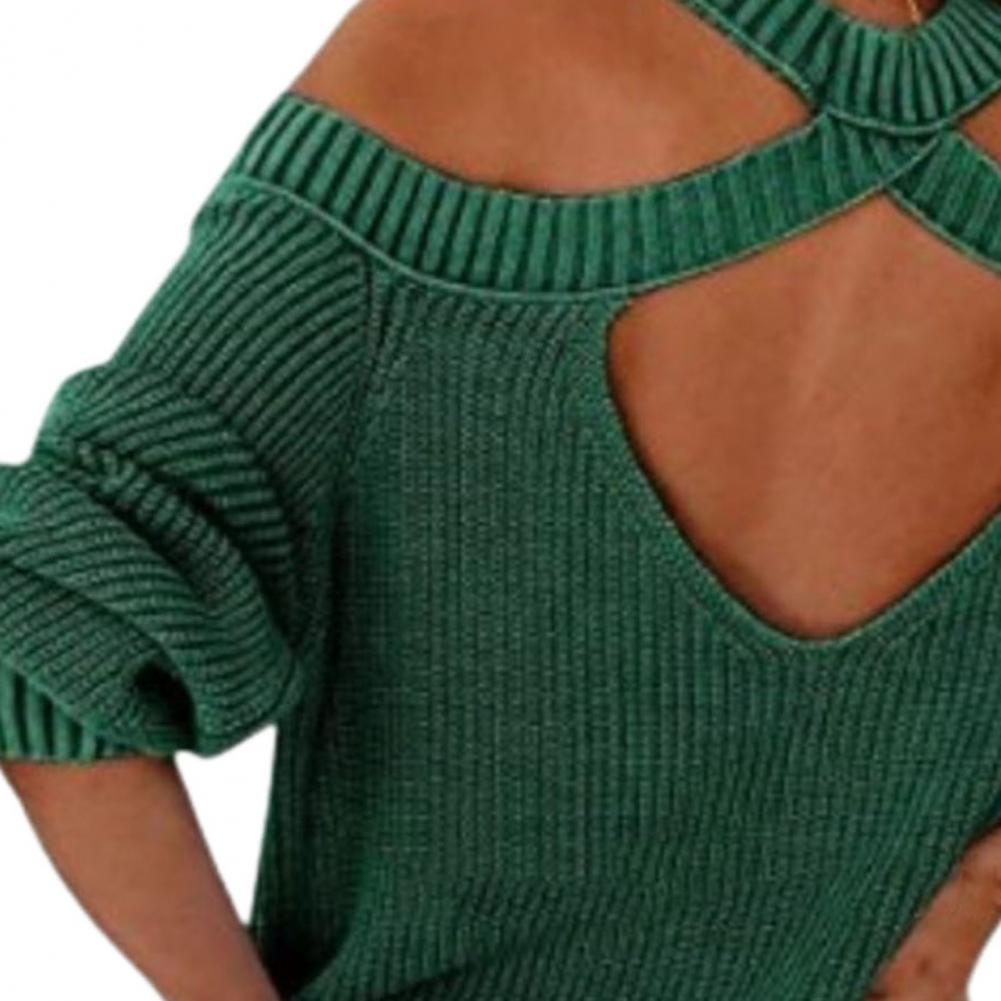 Groene trui met open schouders