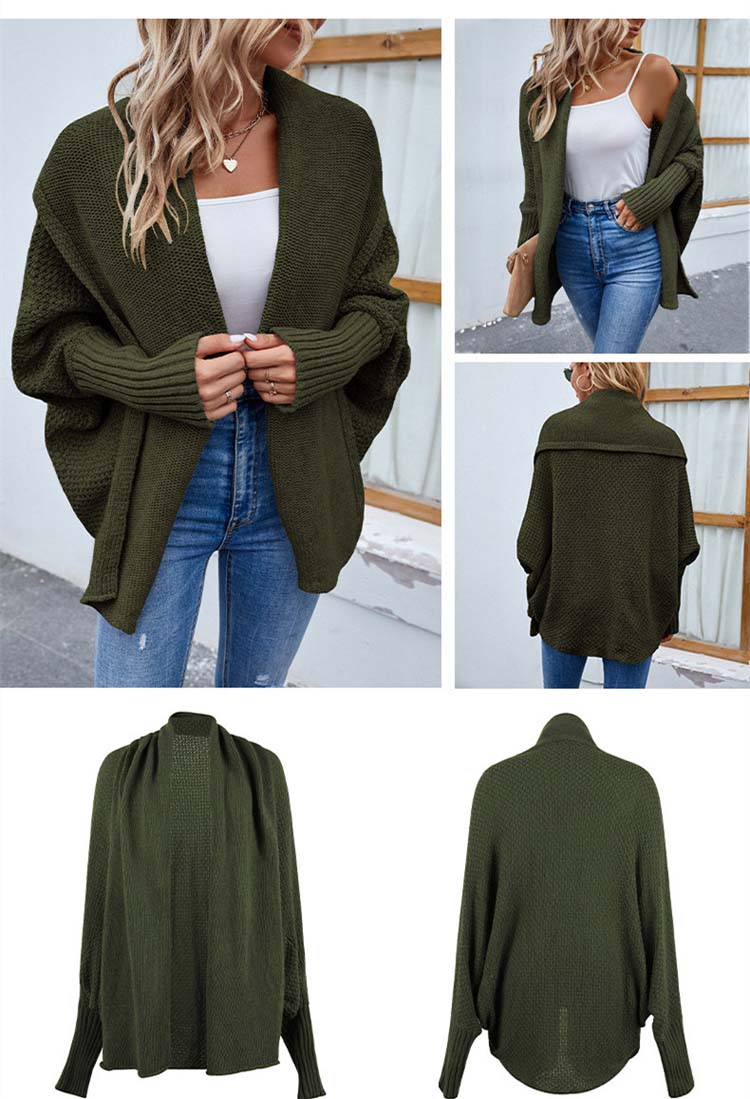 Groen oversized vest met vleermuismouwen