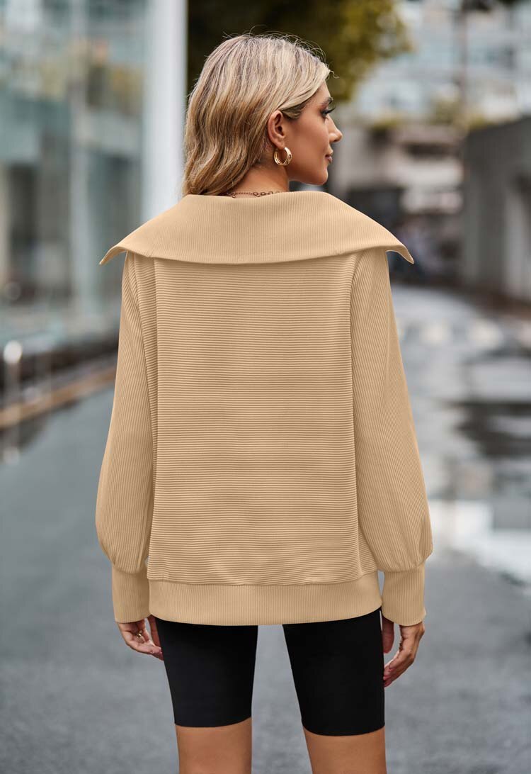 Beige sweater met rits