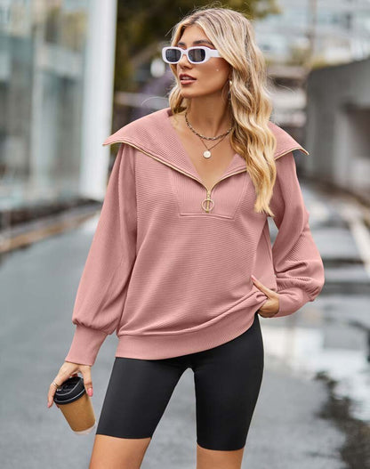 Roze sweater met rits