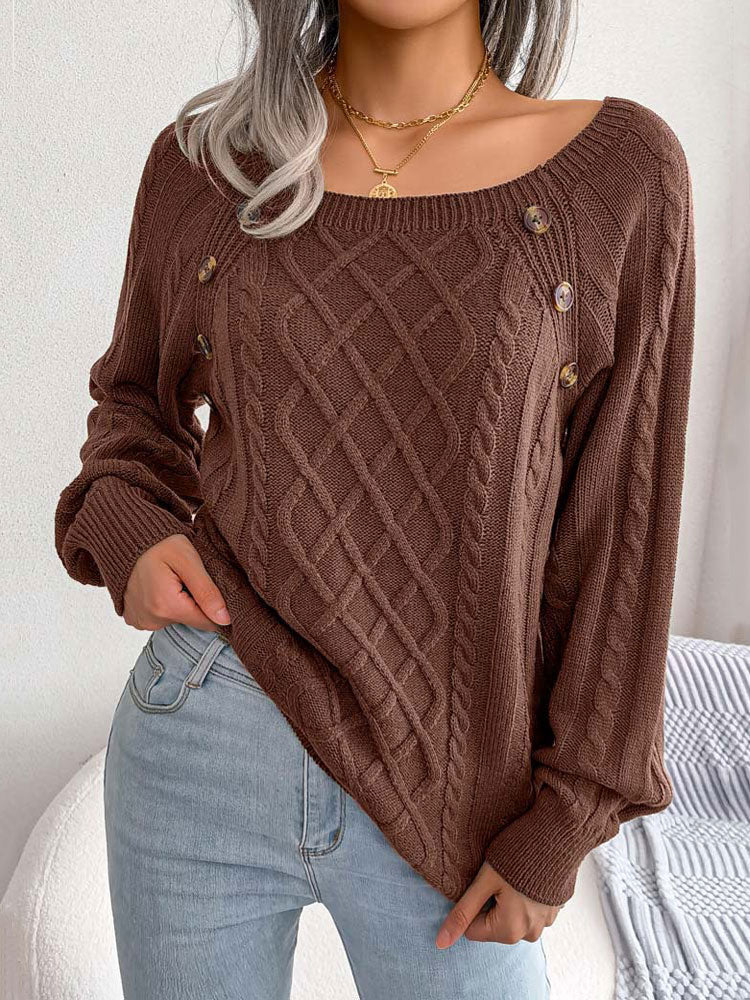 Bruine trui met knopen