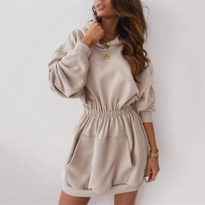 Beige oversized hoodiejurk