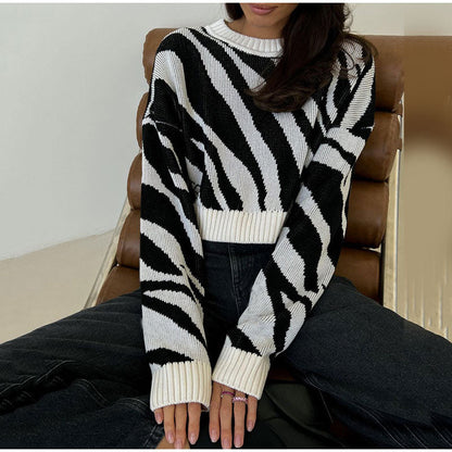 Wit/zwarte zebra trui