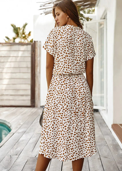 Naomi - Elegante Midi Jurk met Korte Mouwen