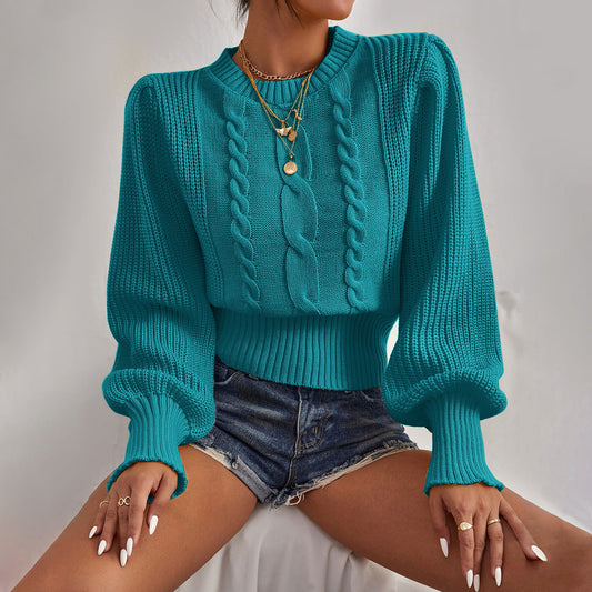 Blauwgroene knitted trui