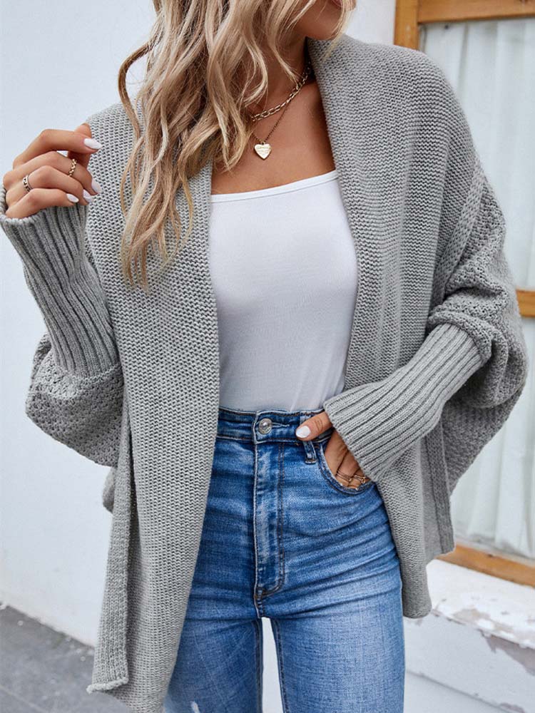 Grijs oversized vest met vleermuismouwen