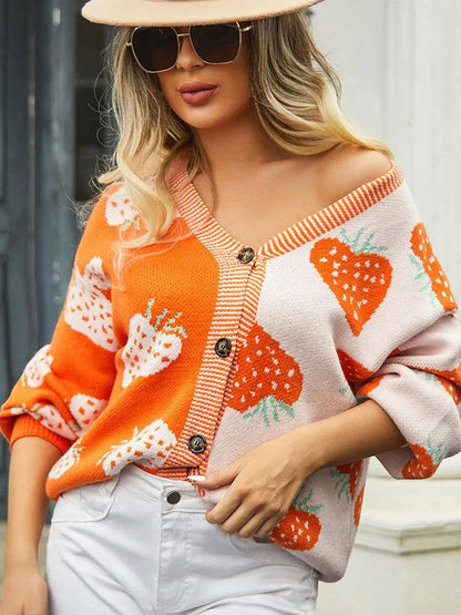 Cardigan met aardbeien