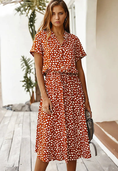 Naomi - Elegante Midi Jurk met Korte Mouwen