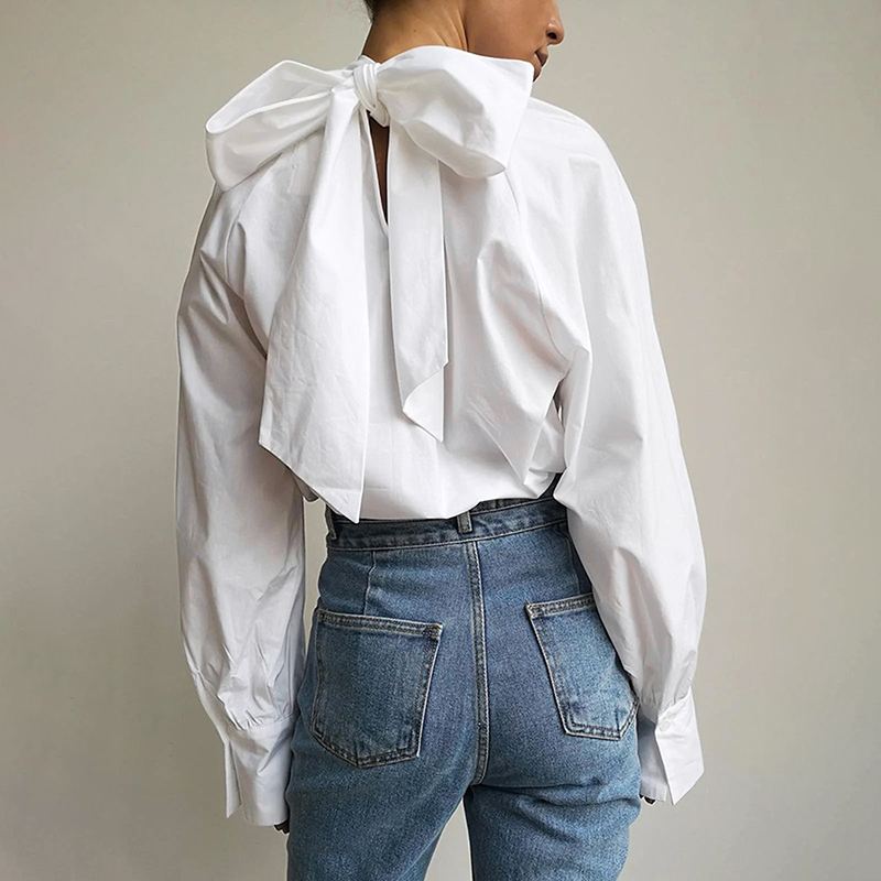 Wit blouse met strik