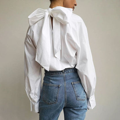 Wit blouse met strik