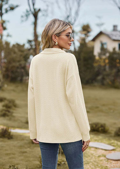 Ecru lange mouwen shirt met kraag