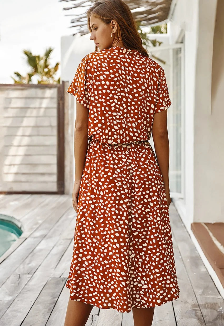 Naomi - Elegante Midi Jurk met Korte Mouwen