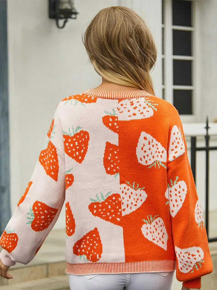 Cardigan met aardbeien