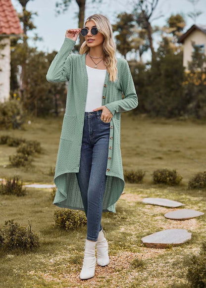 Lange groene cardigan