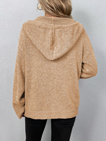 Bruine cardigan met capuchon