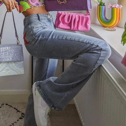 Stella | Jeans met ster patchwork accent