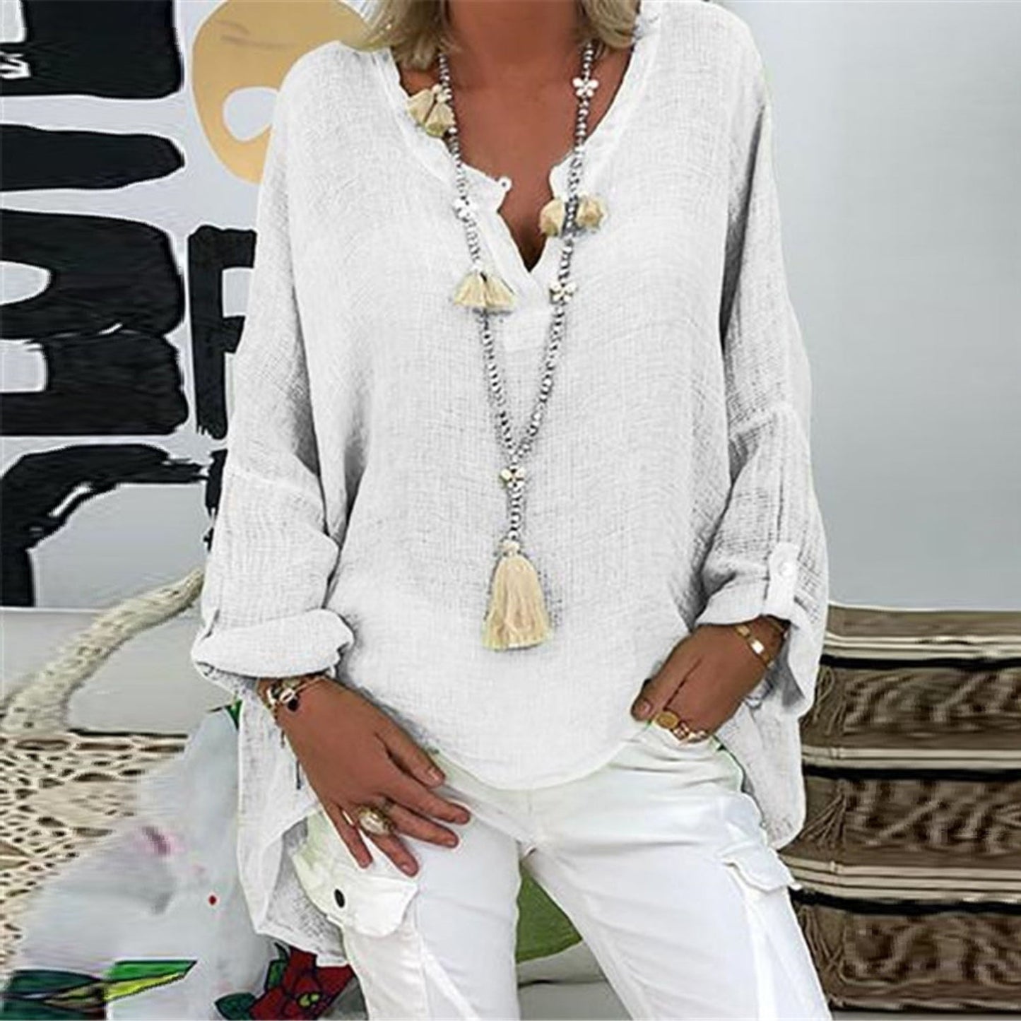 Harlene - Stijlvolle linnen dames blouse