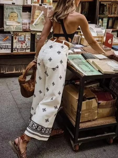 Phoebe | Geborduurde rechte vintage broek