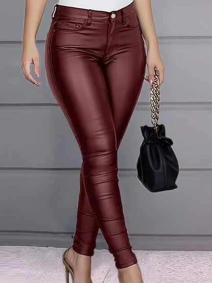 Zwarte leerlook skinny jeans - Olivia