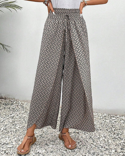 Elastische broek met wijde pijpen - Susana