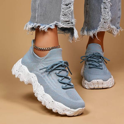 Anna - Lichtgewicht blauwe elastische sok sneakers